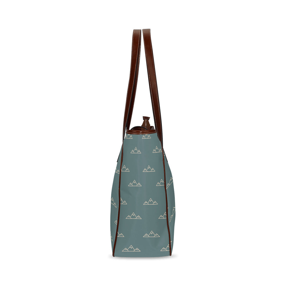 Mountains - Teal Classic Tote Handbag