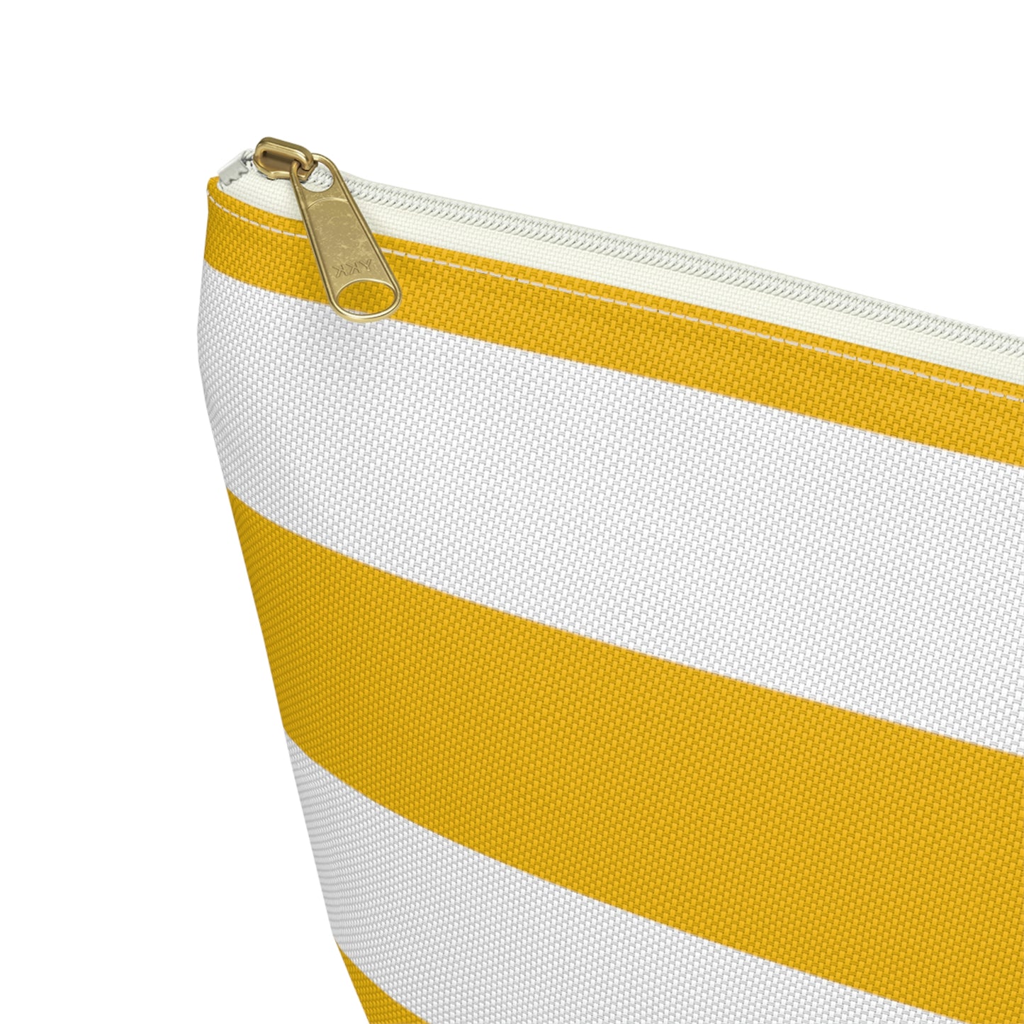 Big Bottom Zipper Pouch - Lemon Yellow/White Stripes