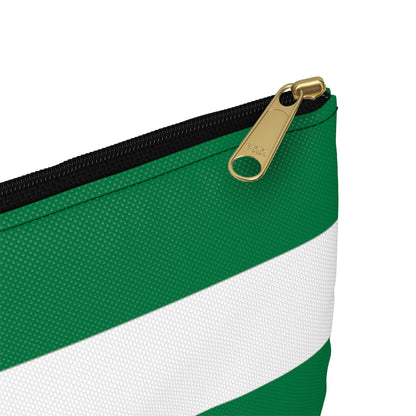 Flat Zipper Pouch - Kelly Green/White Stripes