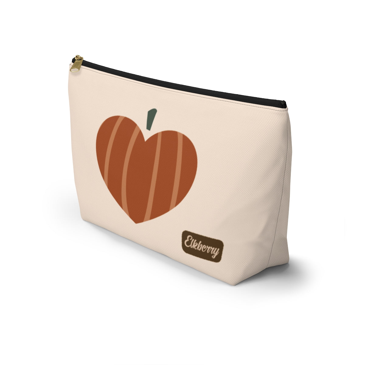 Big Bottom Zipper Pouch - Pumpkin Heart