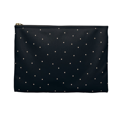 Flat Zipper Pouch - Dots on Navy