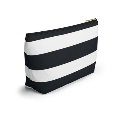 Big Bottom Zipper Pouch - Navy/White Stripes