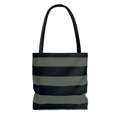 Lightweight Tote Bag - Sage/Navy Stripes