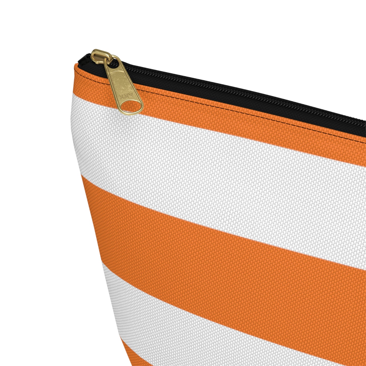 Big Bottom Zipper Pouch - Orange/White Stripes