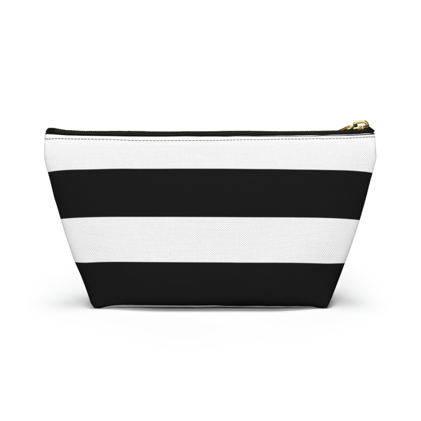 Big Bottom Zipper Pouch - Black/White Stripes