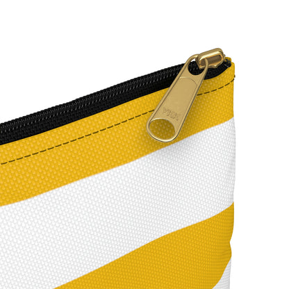 Flat Zipper Pouch - Lemon Yellow/White Stripes