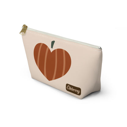 Big Bottom Zipper Pouch - Pumpkin Heart