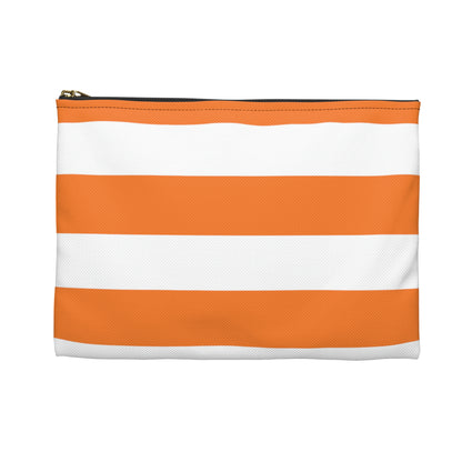 Flat Zipper Pouch - Orange/White Stripes