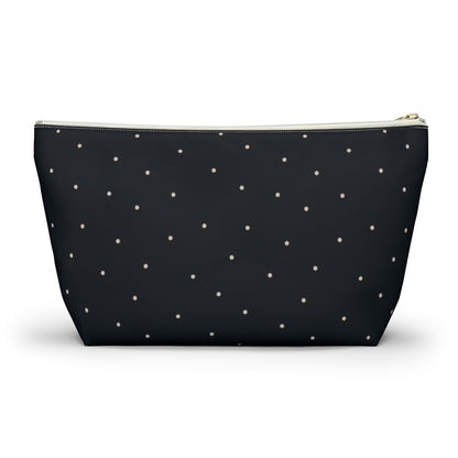 Big Bottom Zipper Pouch - Dots on Navy