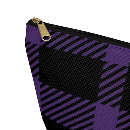 Big Bottom Zipper Pouch - Purple Buffalo Check, Purple Plaid