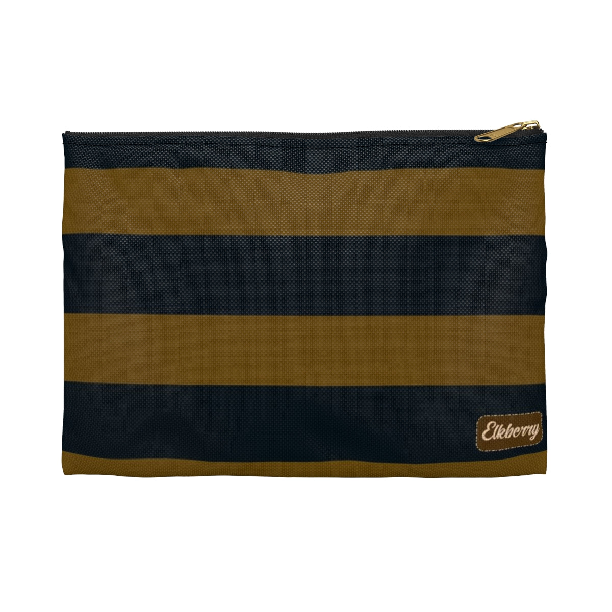Flat Zipper Pouch - Mustard/Navy Stripes