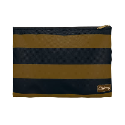 Flat Zipper Pouch - Mustard/Navy Stripes