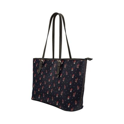 Mushroom Family - Vegan Leather Zipper Tote Handbag (Large)