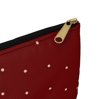 Flat Zipper Pouch - Dots on Berry