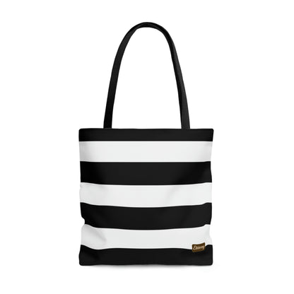 Lightweight Tote Bag - Black/White Stripes