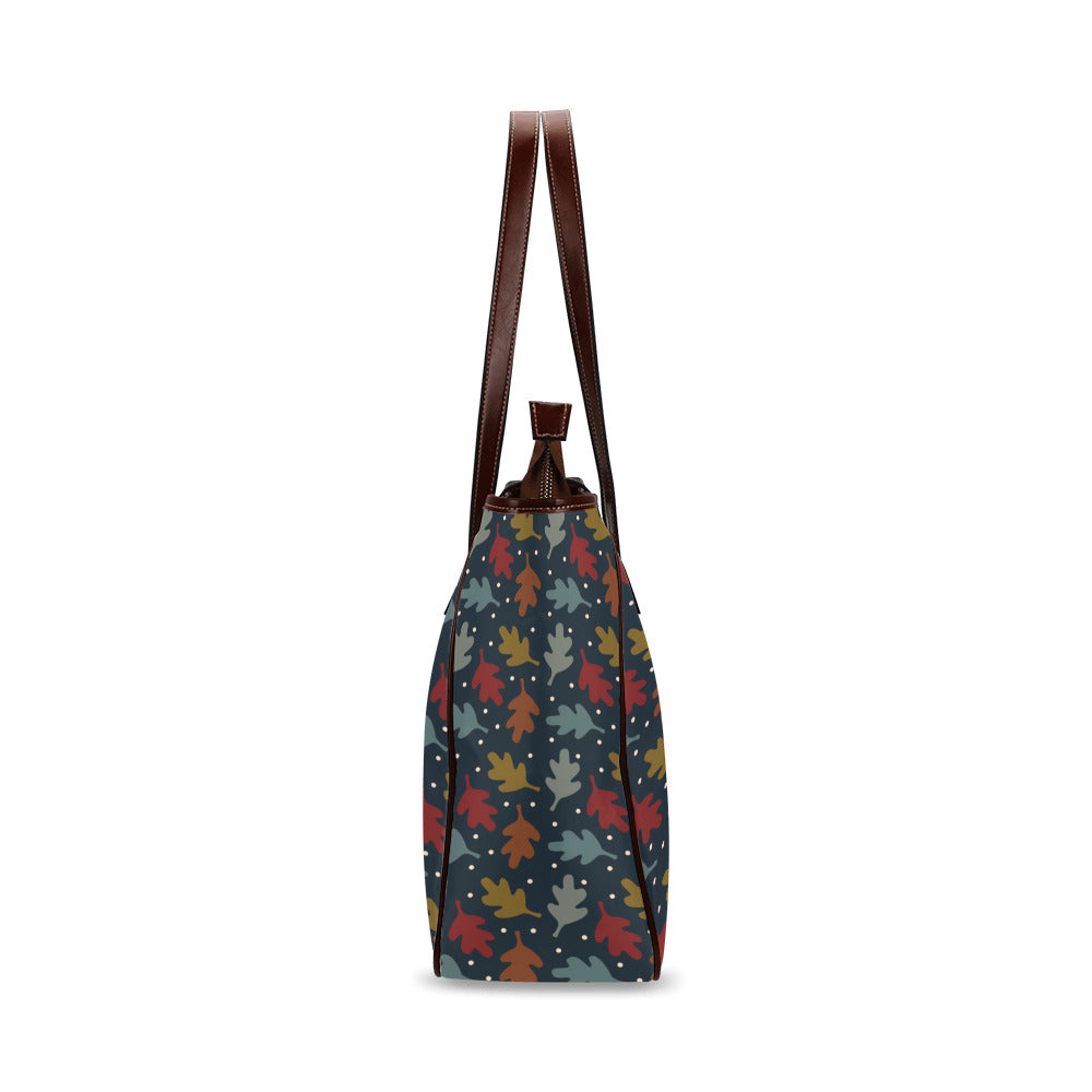 Fall Leaves - Navy Classic Tote Handbag