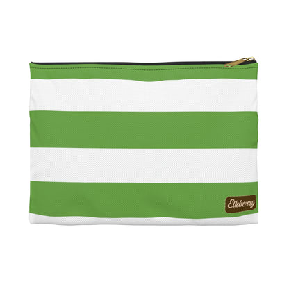 Flat Zipper Pouch - Lime Green/White Stripes
