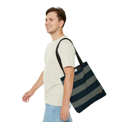 Lightweight Tote Bag - Sage/Navy Stripes