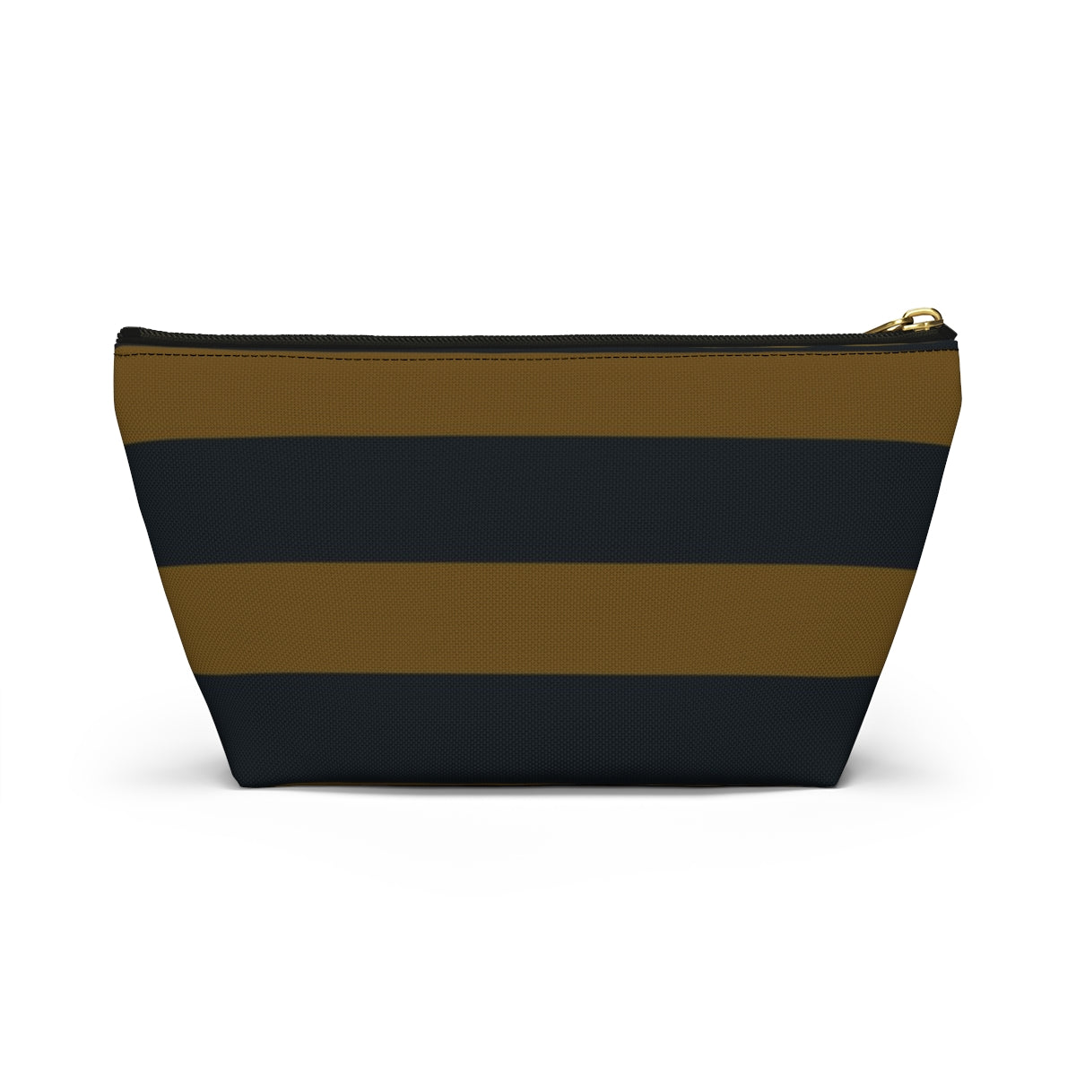 Big Bottom Zipper Pouch - Mustard/Navy Stripes