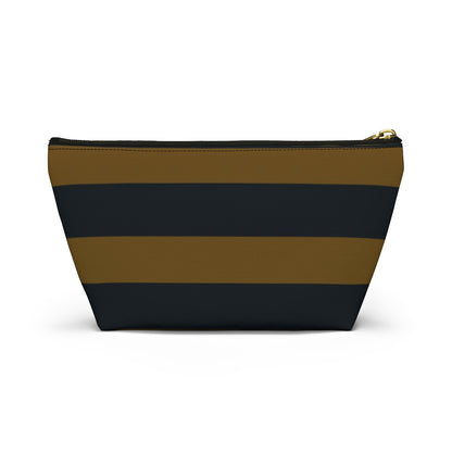 Big Bottom Zipper Pouch - Mustard/Navy Stripes