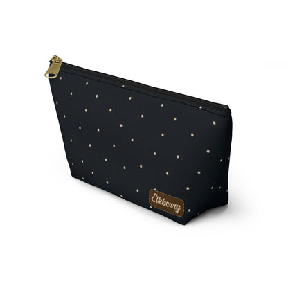 Big Bottom Zipper Pouch - Dots on Navy