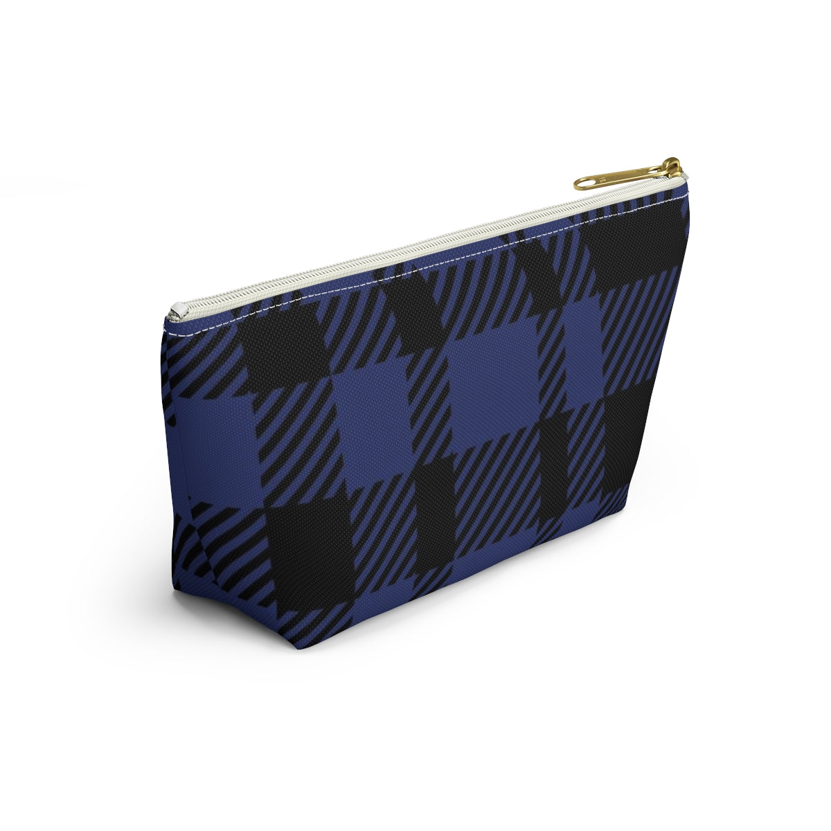 Big Bottom Zipper Pouch - Blue Buffalo Check, Blue Plaid
