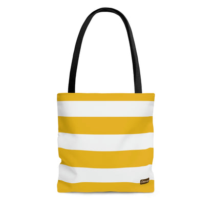 Lightweight Tote Bag - Lemon Yellow/White Stripes