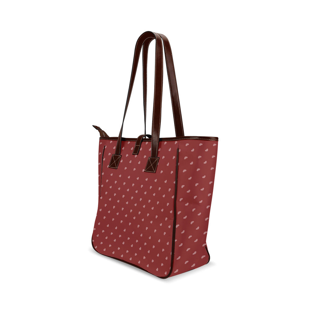 Pink Hearts on Red Classic Tote Handbag