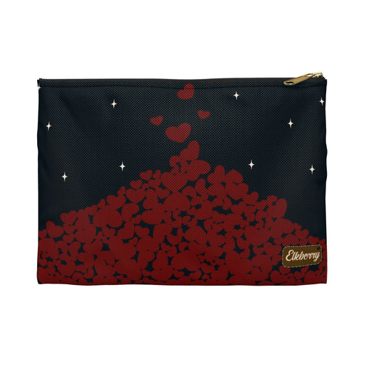 Flat Zipper Pouch - Pile of Hearts on Navy