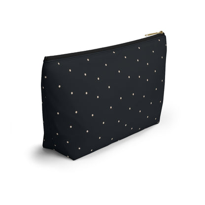 Big Bottom Zipper Pouch - Dots on Navy