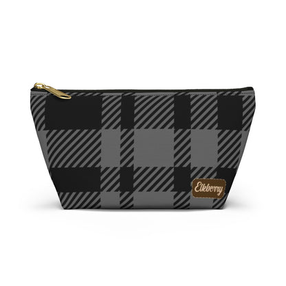 Big Bottom Zipper Pouch - Gray Buffalo Check, Gray Plaid