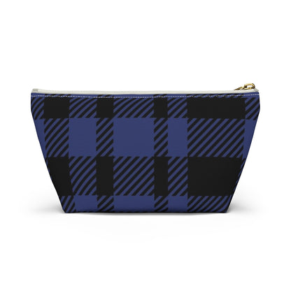 Big Bottom Zipper Pouch - Blue Buffalo Check, Blue Plaid