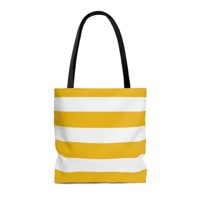 Lightweight Tote Bag - Lemon Yellow/White Stripes