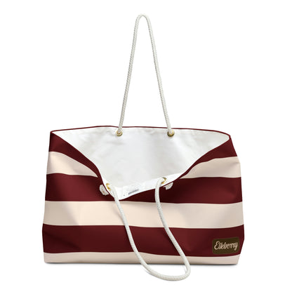 Weekender Tote Bag - Berry/Cream Stripes