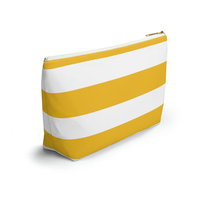 Big Bottom Zipper Pouch - Lemon Yellow/White Stripes