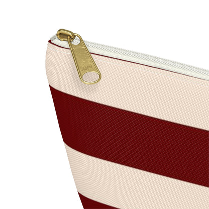 Big Bottom Zipper Pouch - Berry/Cream Stripes