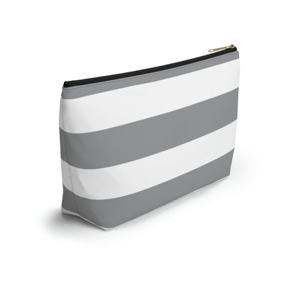 Big Bottom Zipper Pouch - Ash Gray/White Stripes