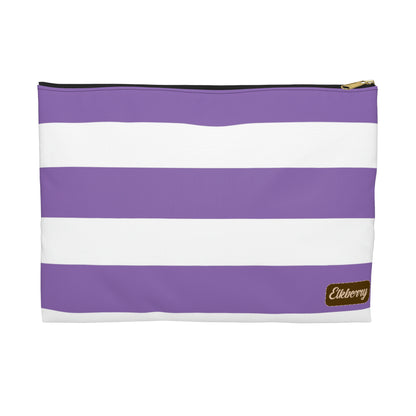 Flat Zipper Pouch - Lilac/White Stripes