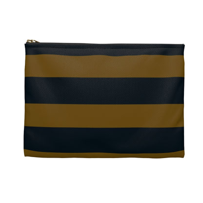 Flat Zipper Pouch - Mustard/Navy Stripes