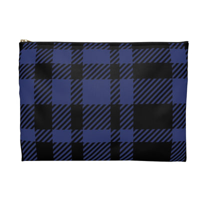 Flat Zipper Pouch - Blue Buffalo Check, Blue Plaid