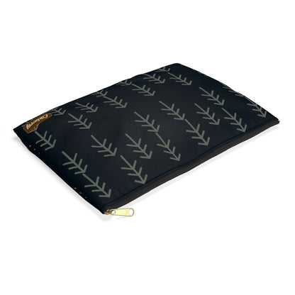 Flat Zipper Pouch - Stick Trees in Navy