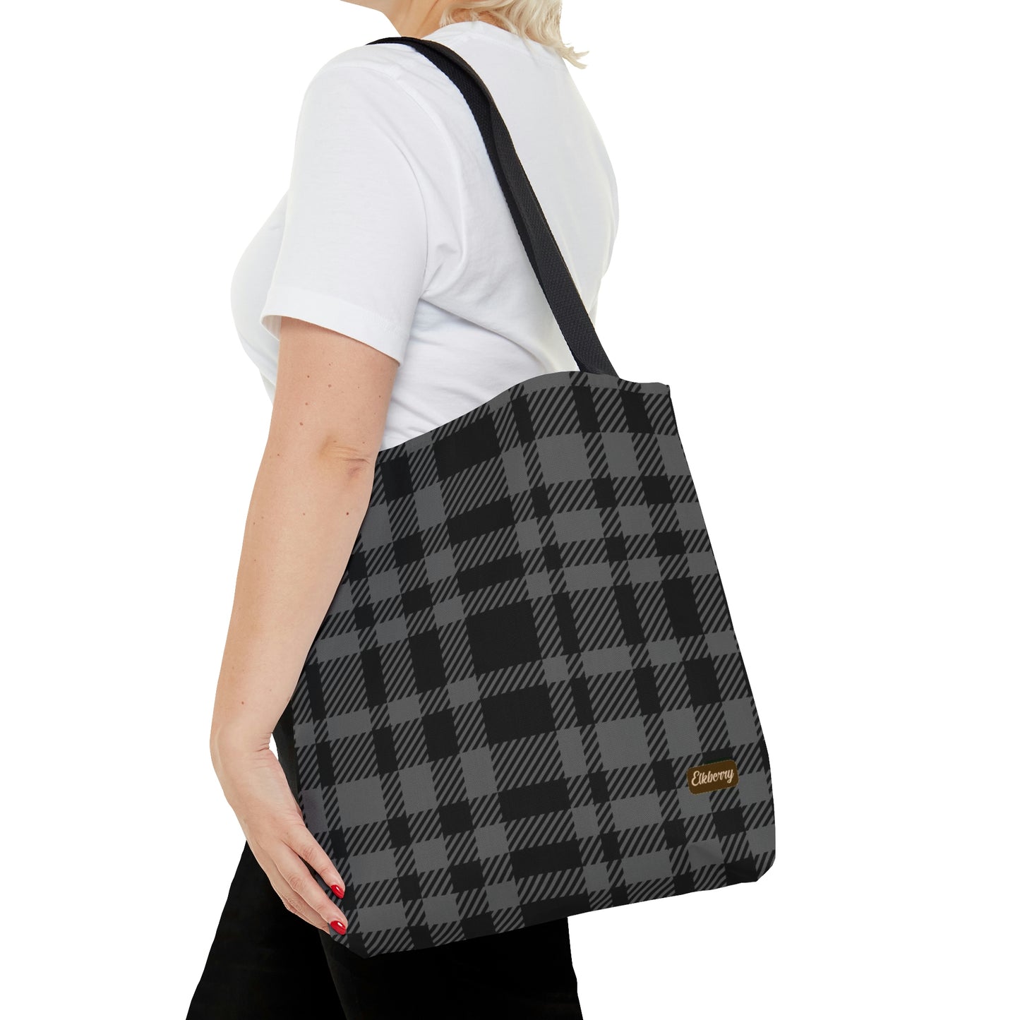 Lightweight Tote Bag - Gray Buffalo Check, Gray Plaid