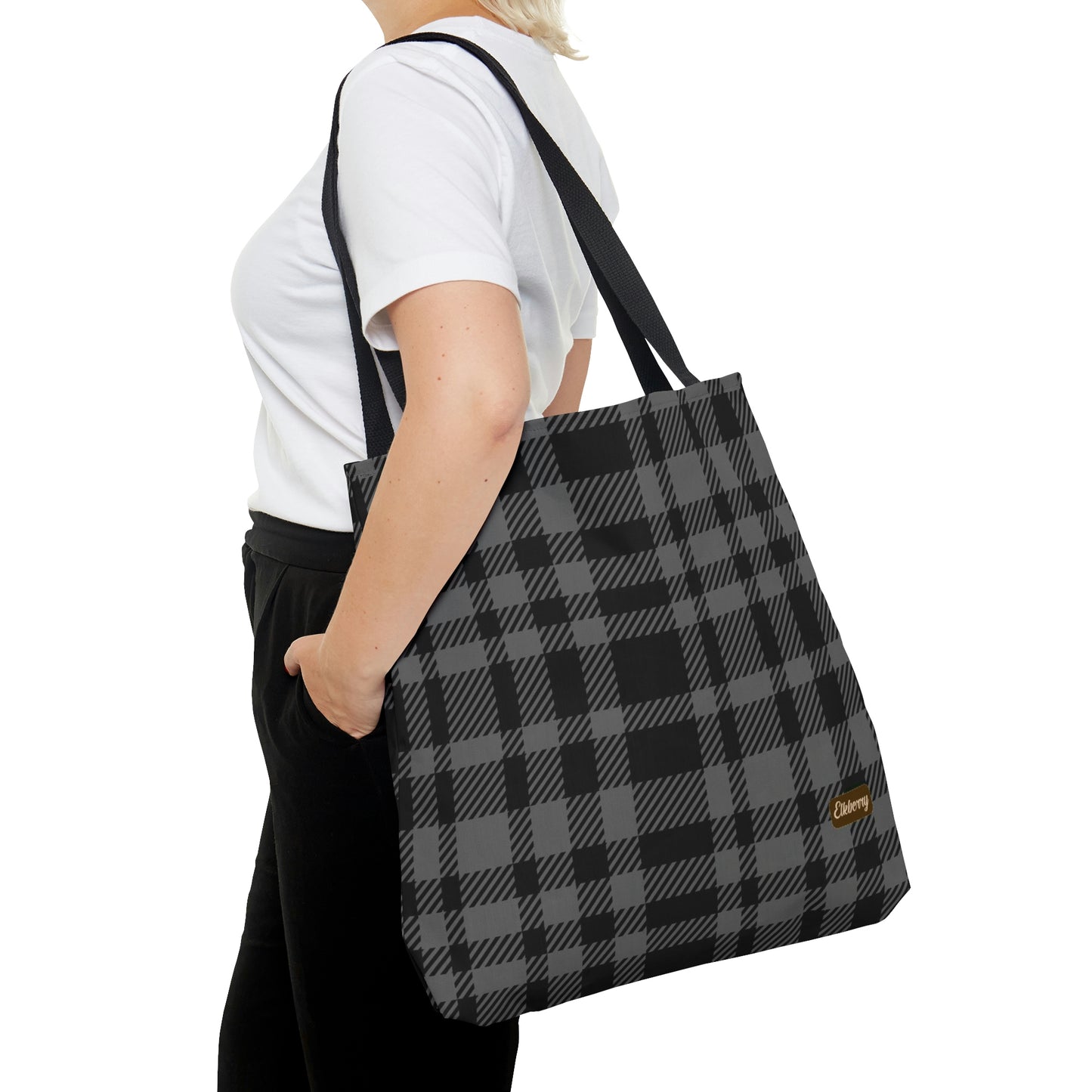 Lightweight Tote Bag - Gray Buffalo Check, Gray Plaid