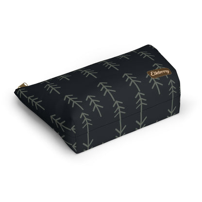 Big Bottom Zipper Pouch - Stick Trees in Navy