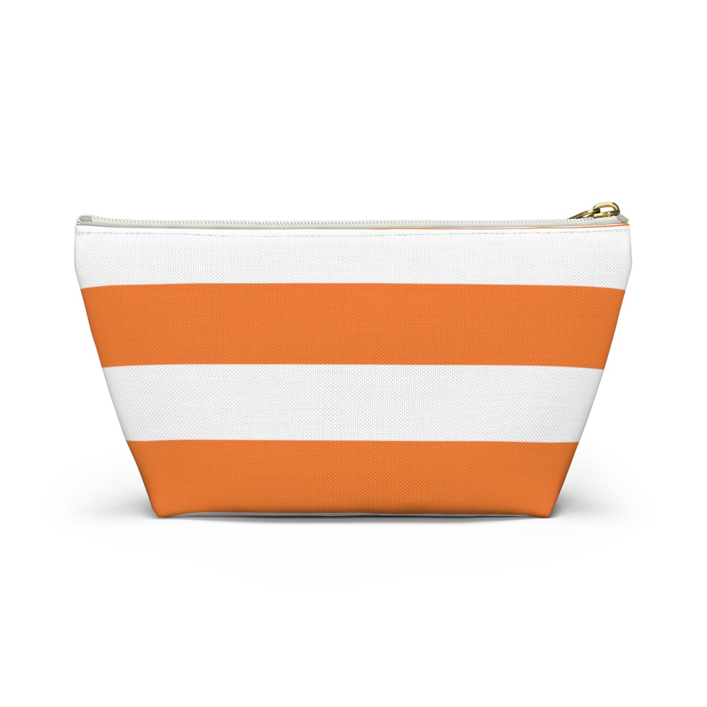 Big Bottom Zipper Pouch - Orange/White Stripes