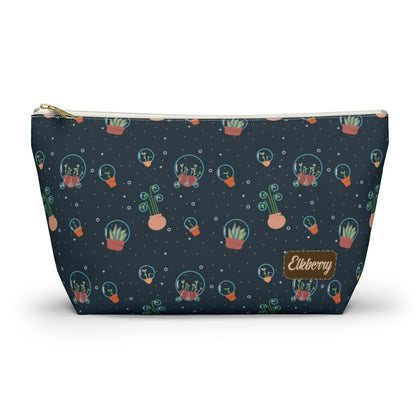 Big Bottom Zipper Pouch - Space Garden