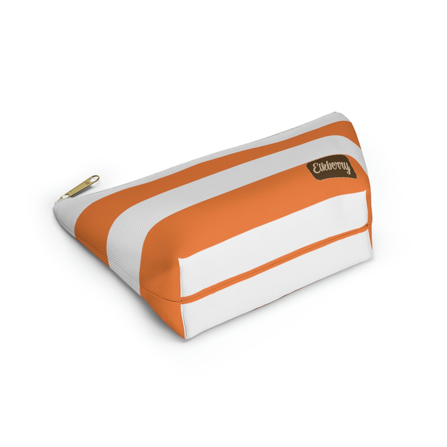 Big Bottom Zipper Pouch - Orange/White Stripes