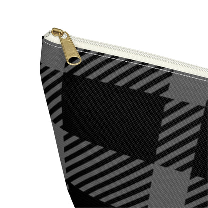 Big Bottom Zipper Pouch - Gray Buffalo Check, Gray Plaid