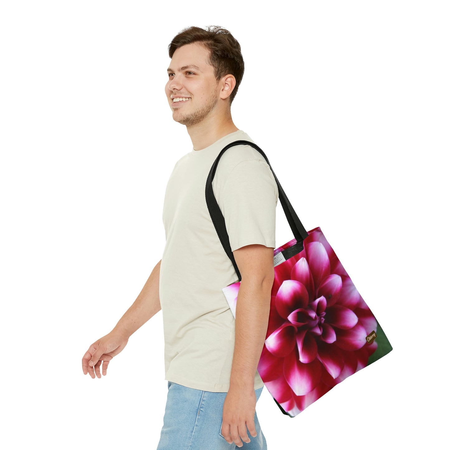 Lightweight Tote Bag - Pink & White Dahlia