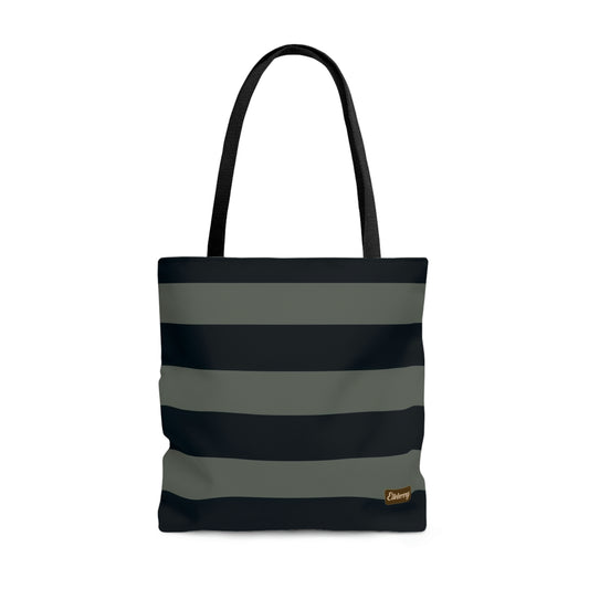 Lightweight Tote Bag - Sage/Navy Stripes